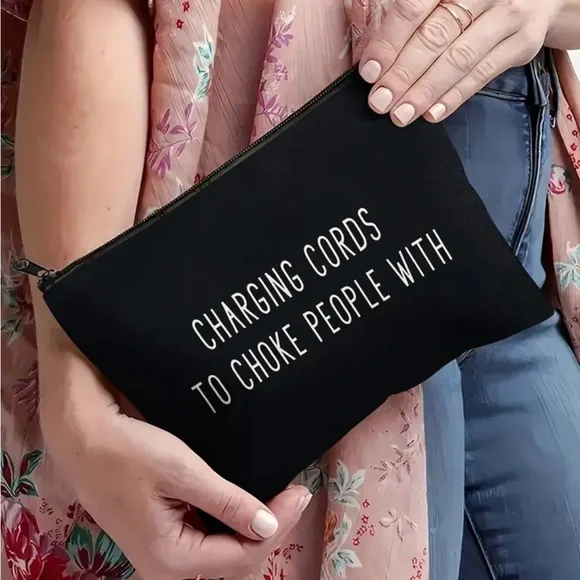 Black Charging Cords To Choke People With Makeup Bag - Picture 2 of 3